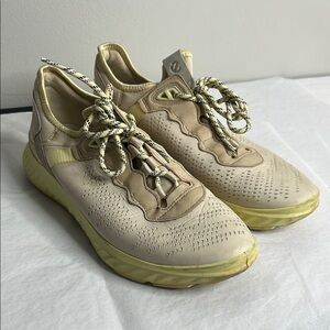 Beige and Yellow Athletic Sneakers